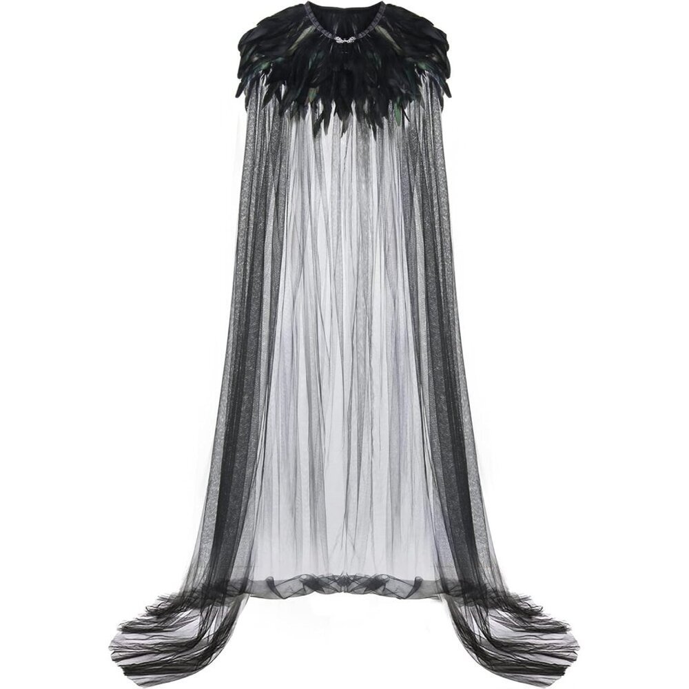 Womens Halloween Evil Queen Witch Cosplay Cloak Steampunk Black Carnival Costume